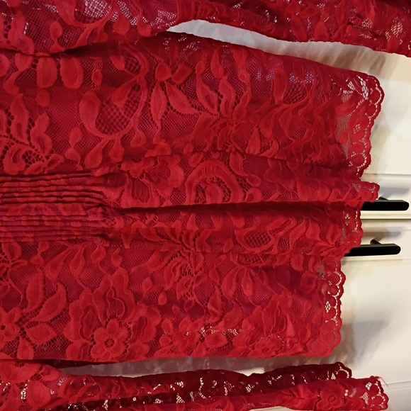 J. Crew Lace Mock Neck Top Size 4 Red - Picture 3 of 8